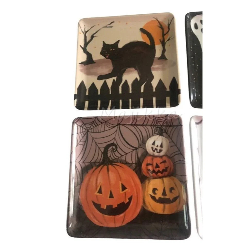Cupcakes & Cashmere Halloween Appetizer Dessert Plates Square Melamine Set of 6